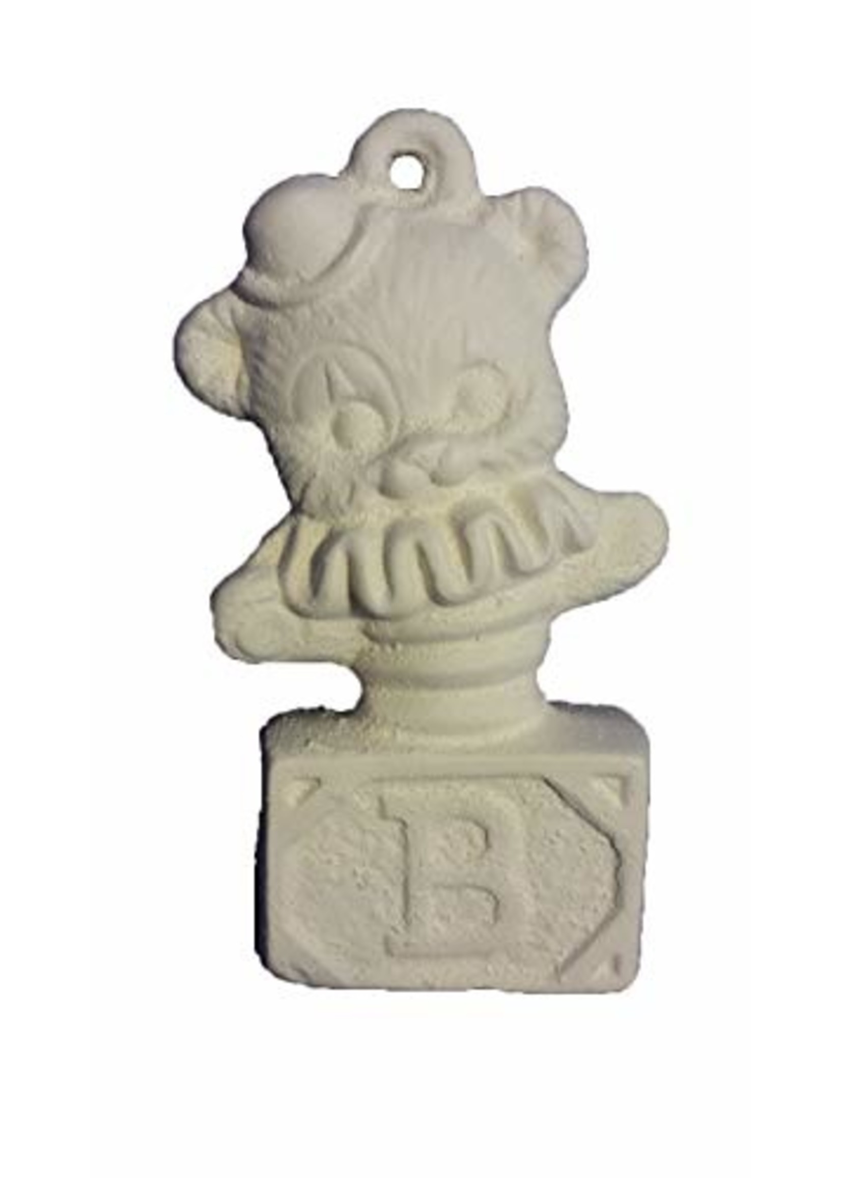 Creative Kreations Ceramics and Gifts Teddy Bear in The Box 3" Christmas Tree Ornament, Ceramic Bisque, Ready to Paint