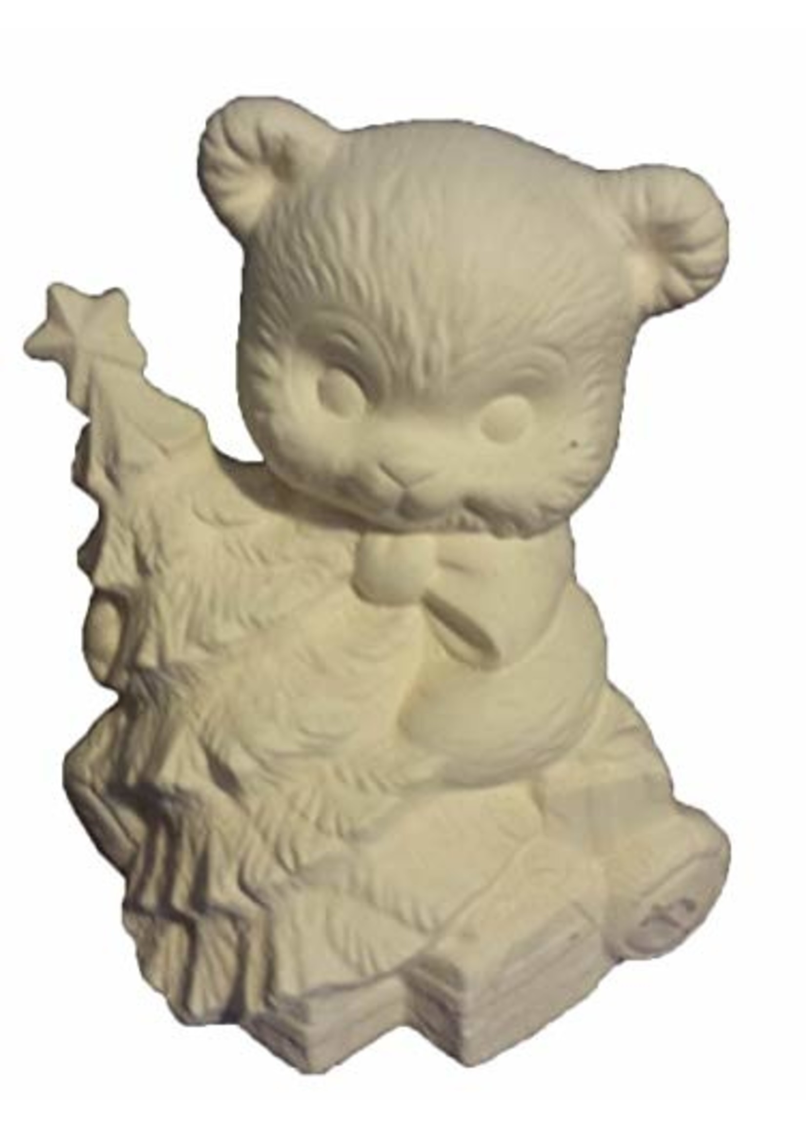 Creative Kreations Ceramics and Gifts Bear Holding Tree 7" Ceramic Bisque, Ready to paint