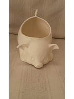 Creative Kreations Ceramics and Gifts Pig Kitchen Scrubby 7" Ceramic Bisque, Glazed Inside