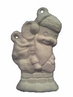 Creative Kreations Ceramics and Gifts Santa Mouse on Chimney 3" Christmas Tree Ornament, Ceramic Bisque, Ready to Paint