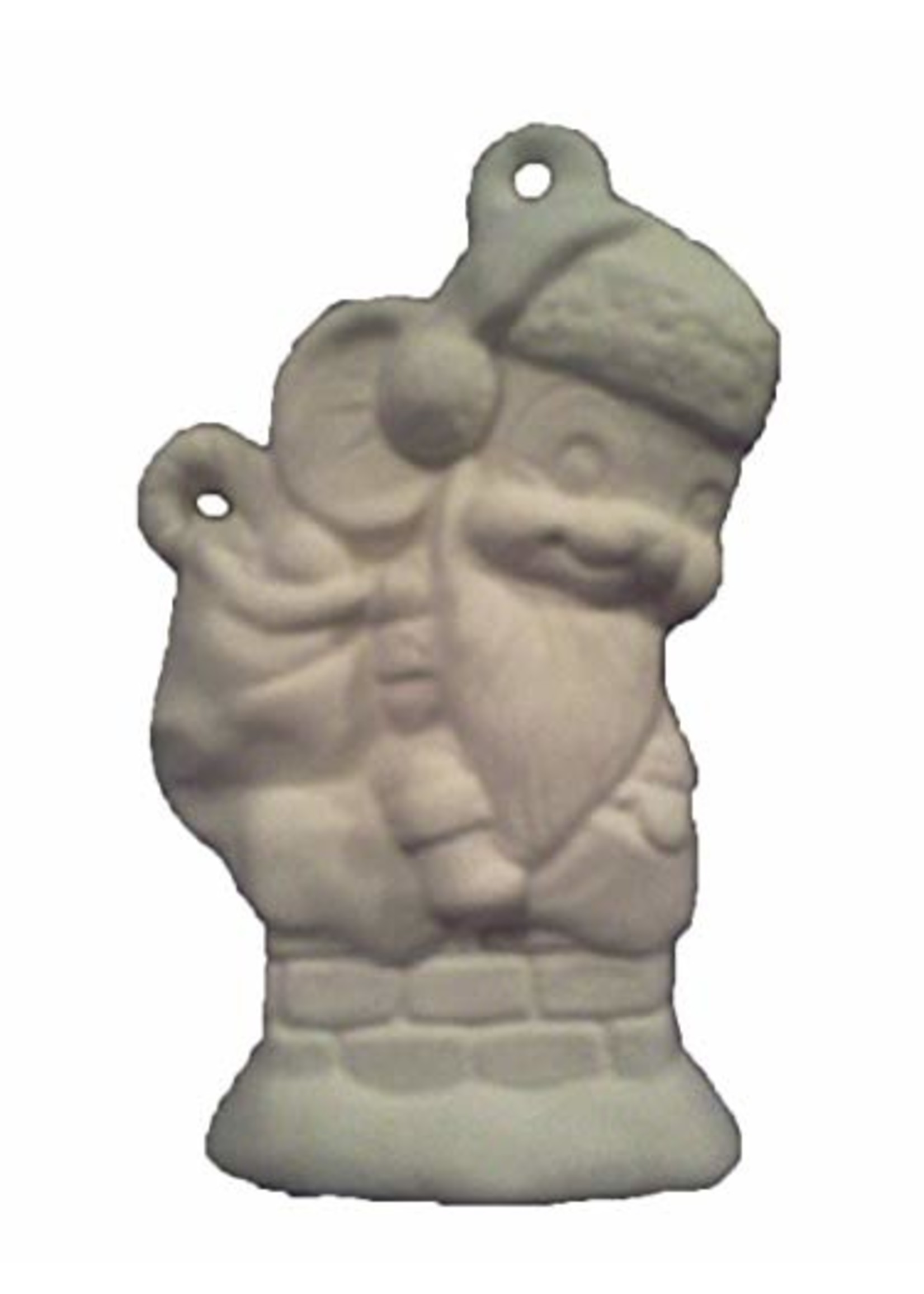 Creative Kreations Ceramics and Gifts Santa Mouse on Chimney 3" Christmas Tree Ornament, Ceramic Bisque, Ready to Paint