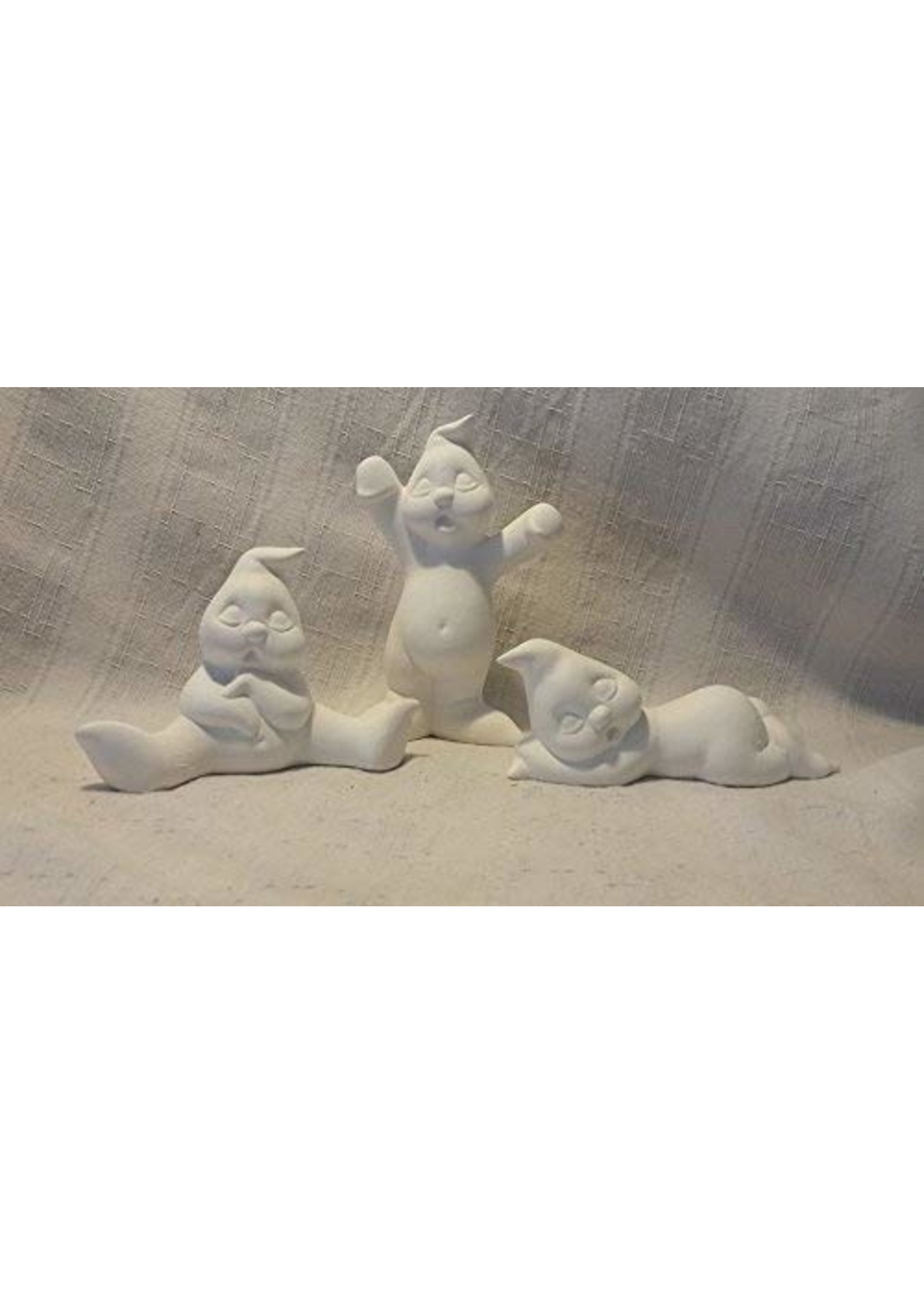 Creative Kreations Ceramics and Gifts Sm Ghosts 3" Set of 3 Ready to Paint Ceramic Bisque