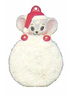 Creative Kreations Ceramics and Gifts Santa Mouse on Snowball Ornament 3" Ceramic Bisque, Ready To Paint
