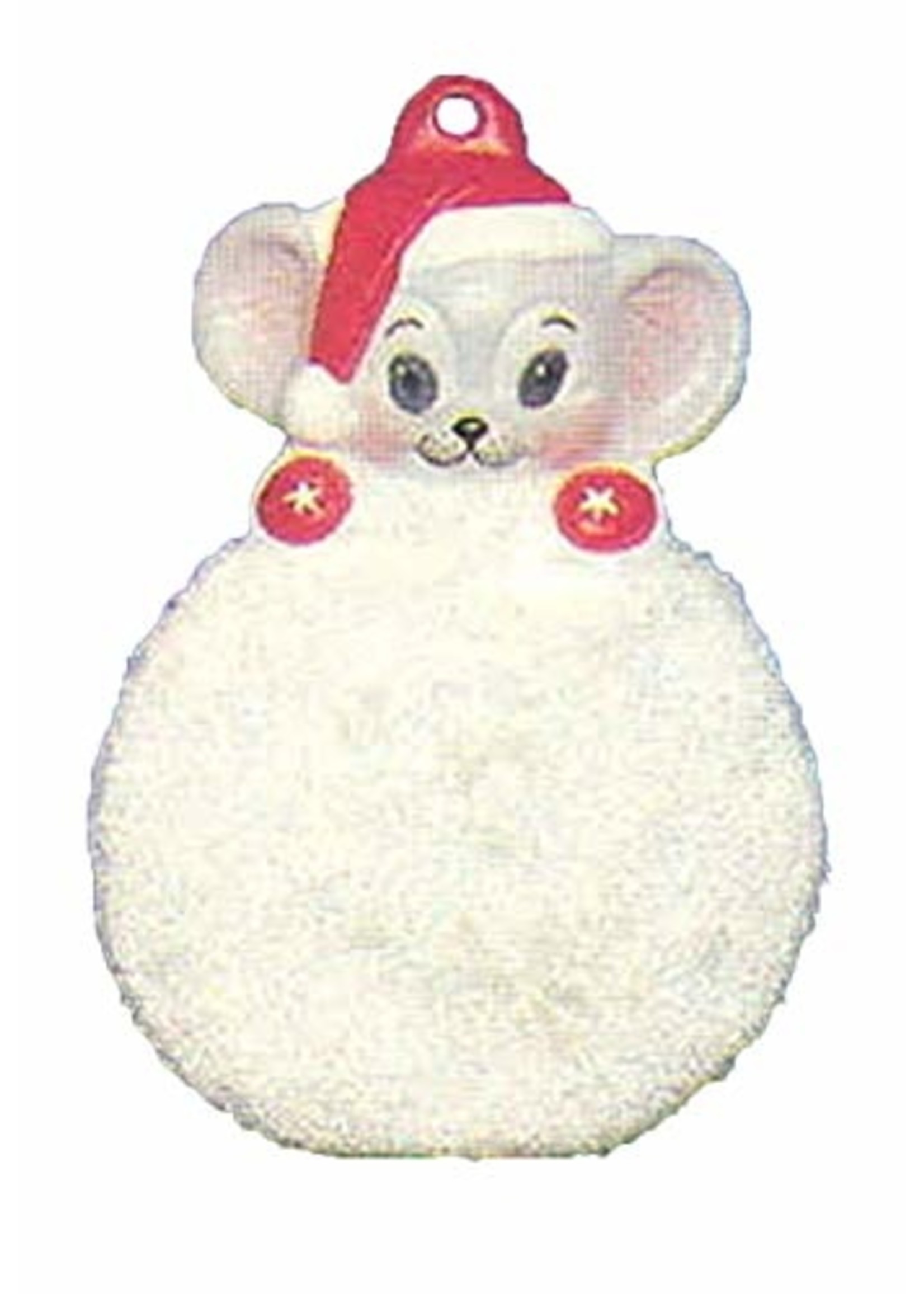 Creative Kreations Ceramics and Gifts Santa Mouse on Snowball Ornament 3" Ceramic Bisque, Ready To Paint