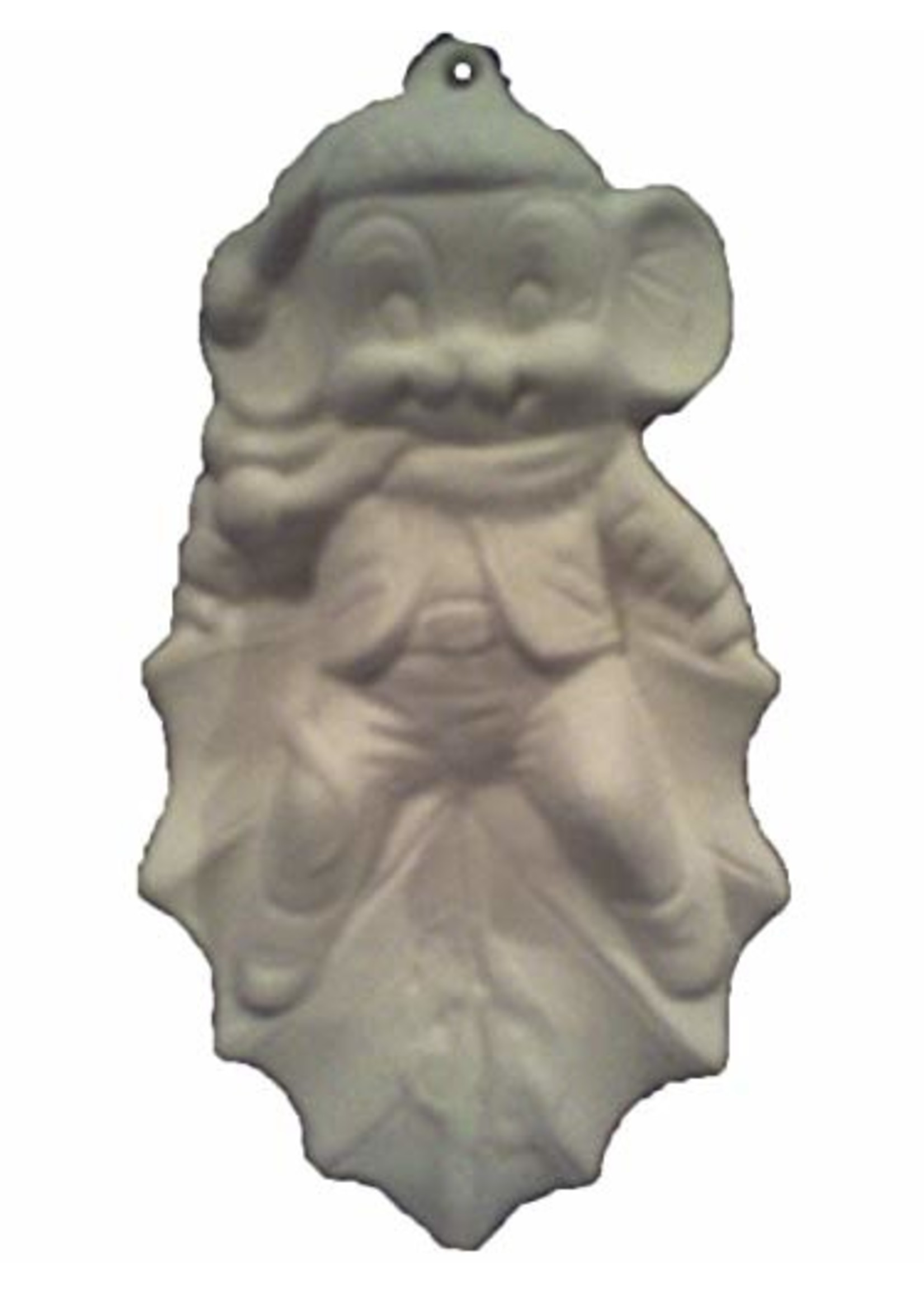 Creative Kreations Ceramics and Gifts Mouse on Holly Leaf 3" Christmas Tree Ornament, Ceramic Bisque, Ready to Paint