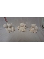 Creative Kreations Ceramics and Gifts Sports Bears  ornaments 3" set of 3 ceramic bisque, ready to paint
