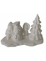 Creative Kreations Ceramics and Gifts Village People Kids w/Snowman and Tree 5" x 3" x 2 1/2" Ceramic Bisque