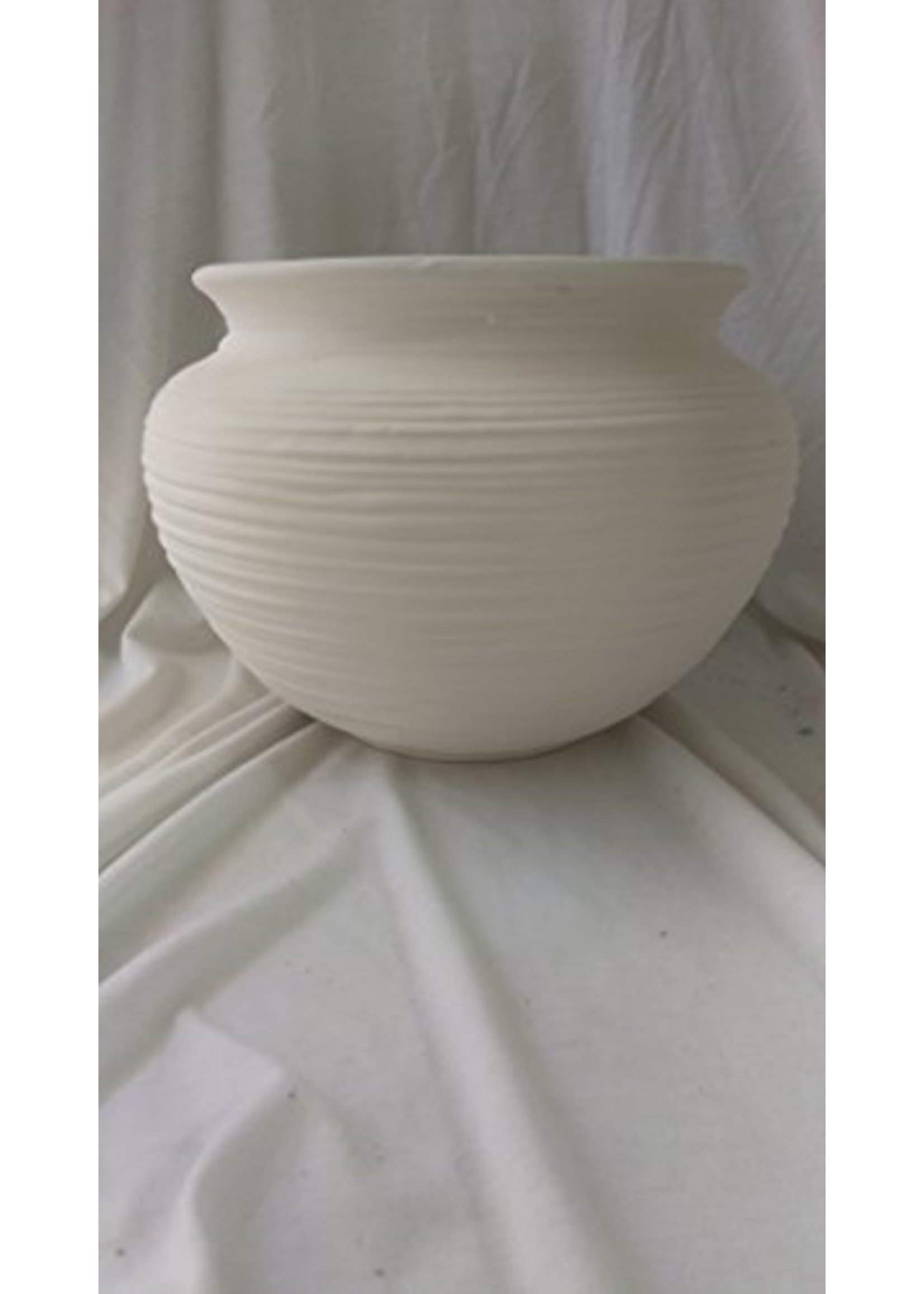 Creative Kreations Ceramics and Gifts Sm Thrown Planter 6 1/2" x 6" Ceramic Bisque, Glazed Inside