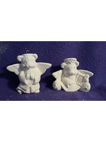 Creative Kreations Ceramics and Gifts Angel Bear Christmas Ornaments 3" set of 2 ceramic bisque, ready to paint