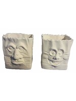 Creative Kreations Ceramics and Gifts Scary Halloween Face Bags 5" set of 2 Ceramic Bisque, ready to paint