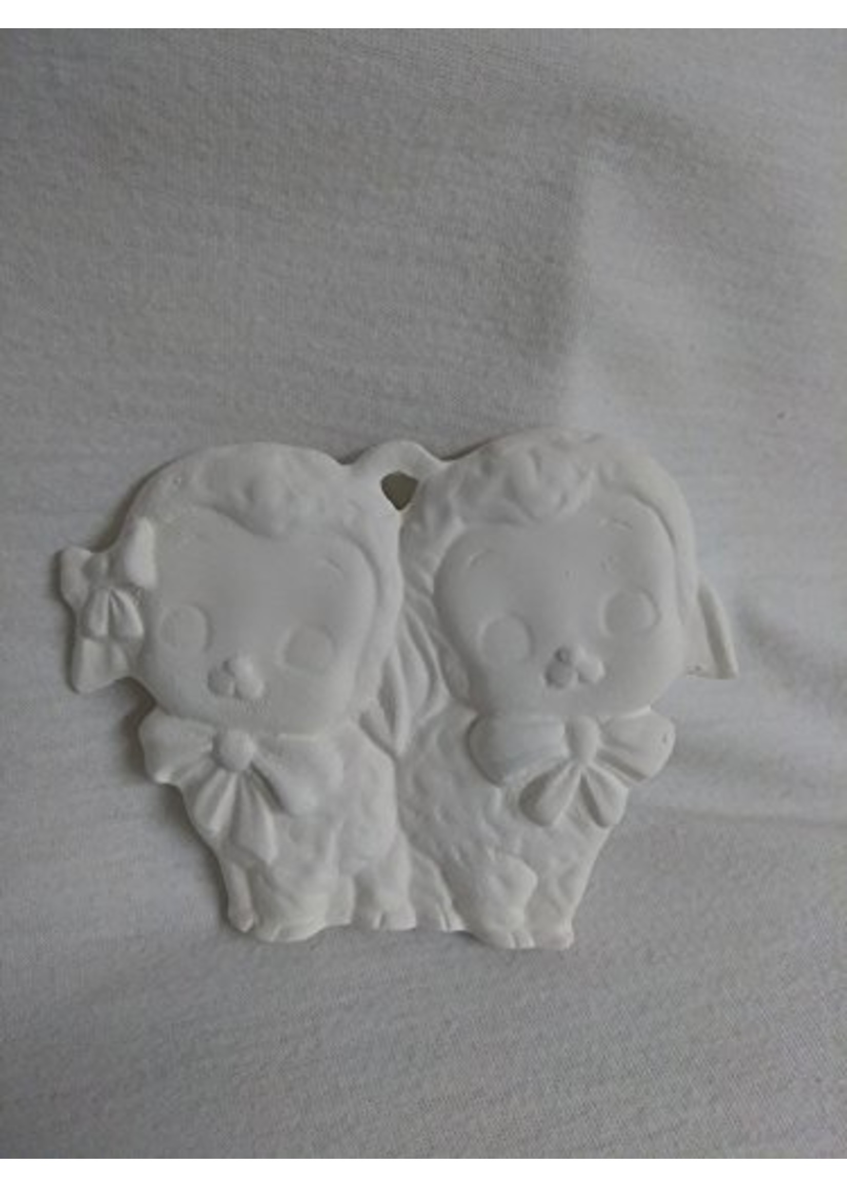 Creative Kreations Ceramics and Gifts Lamb Pair Christmas Ornament 3" Ceramic Bisque, Ready to Paint