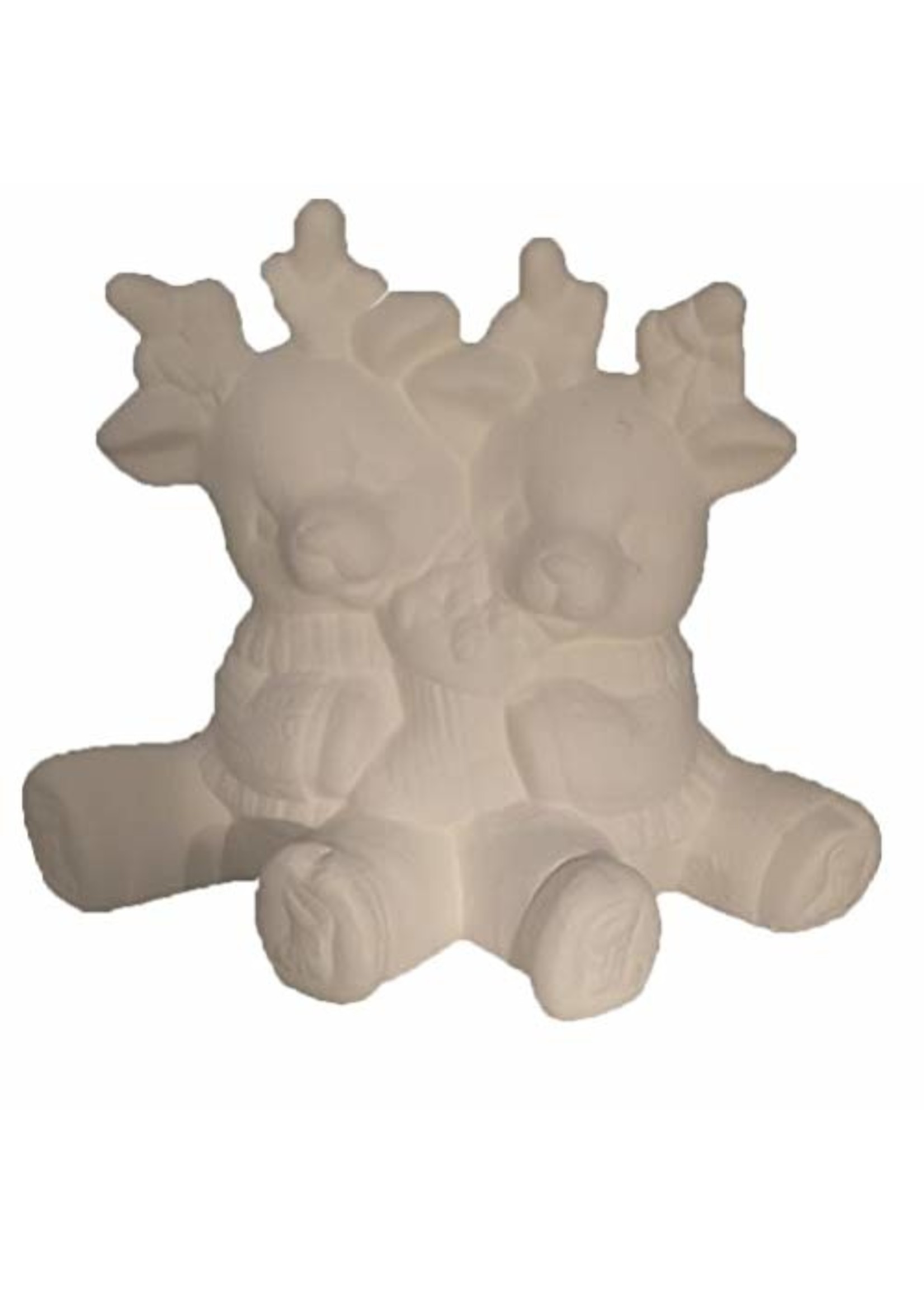 Creative Kreations Ceramics and Gifts Reindeer Cuddle Couple 6" w Ceramic Bisque, Ready to Paint