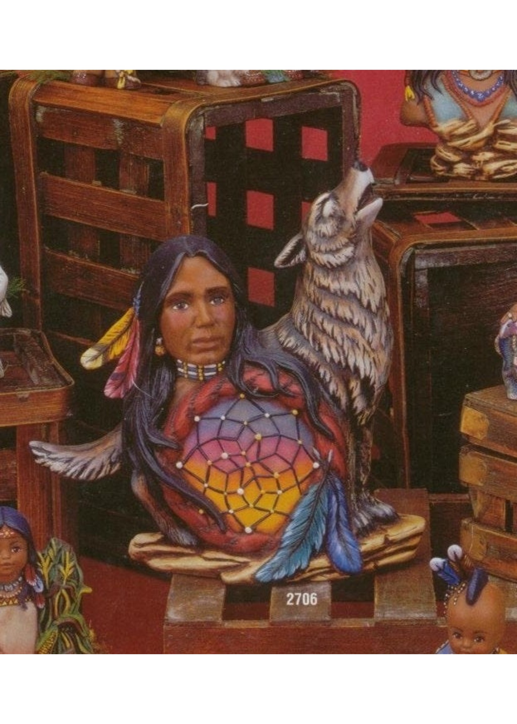 Creative Kreations Ceramics and Gifts Native Wolf dreamcatcher 8" ready to paint ceramic bisque