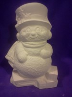 Creative Kreations Ceramics and Gifts Snowman on Snowsled 12" Ceramic Bisque, Ready to paint