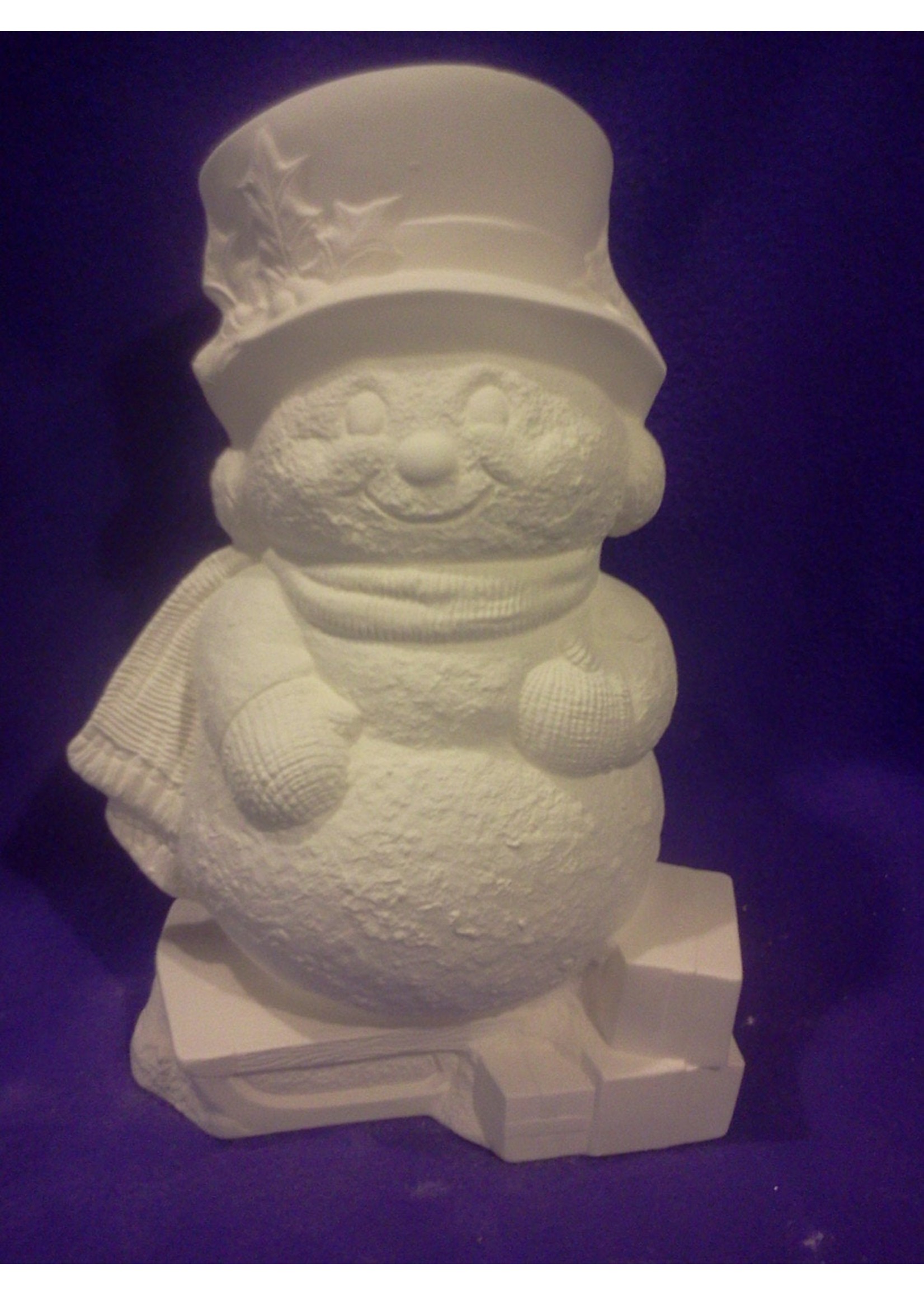 Creative Kreations Ceramics and Gifts Snowman on Snowsled 12" Ceramic Bisque, Ready to paint