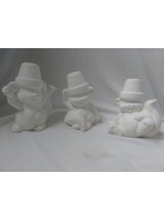 Creative Kreations Ceramics and Gifts Cracked Pot Squirrels 5" set of 3 Ceramic Bisque, Ready To Paint