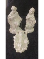 Creative Kreations Ceramics and Gifts Joseph 5" , Mary 5" and Child 3" Glazed and Mother of Pearl ceramic set