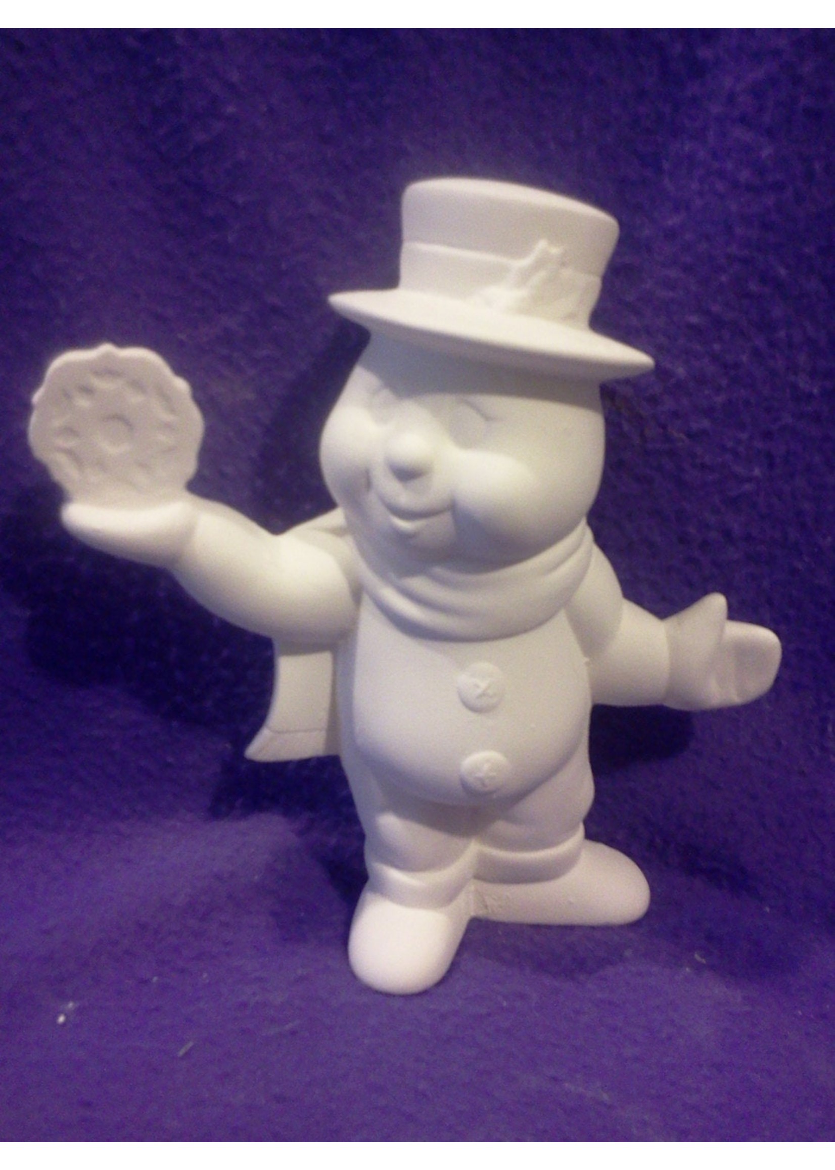 Creative Kreations Ceramics and Gifts Snowman with Snowflake on his hand 7" ready to paint ceramic bisque
