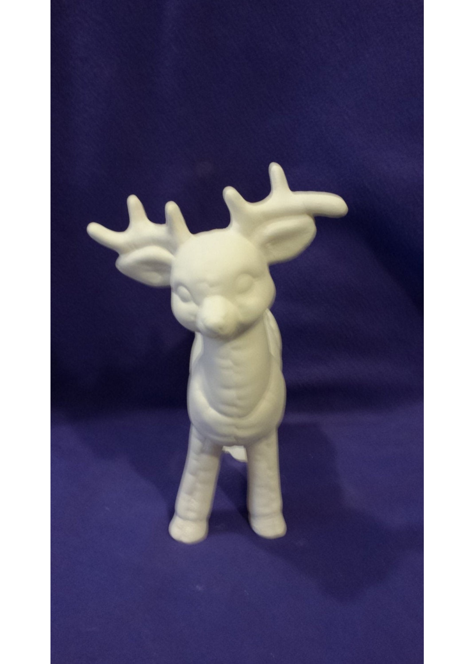 Creative Kreations Ceramics and Gifts Softy Reindeer looking ahead ready to paint 10 1/2" x 8" ceramic bisque