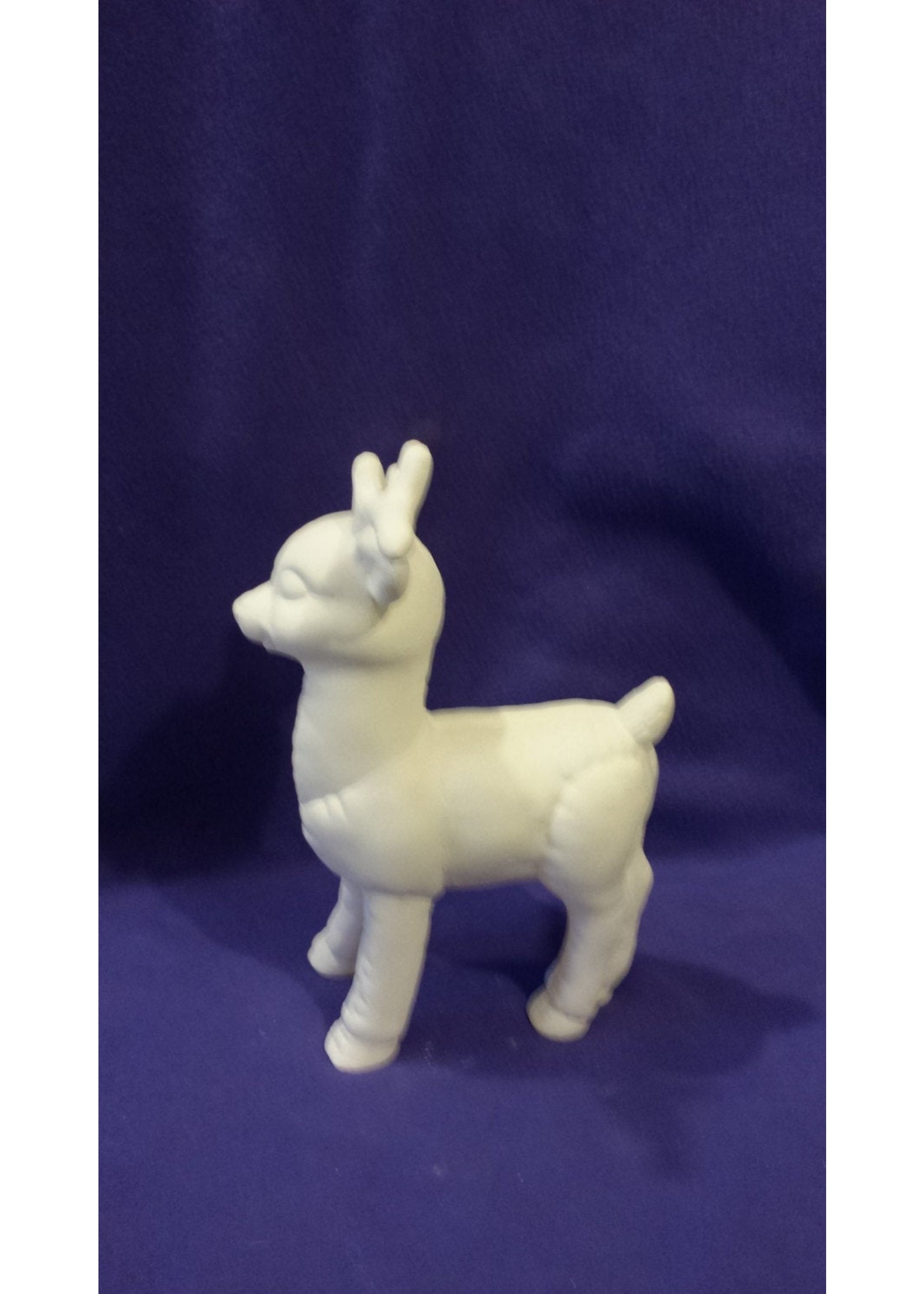 Creative Kreations Ceramics and Gifts Softy Reindeer looking ahead ready to paint 10 1/2" x 8" ceramic bisque