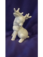 Creative Kreations Ceramics and Gifts Softy Reindeer looking down to the side ready to paint 10" ceramic bisque
