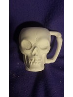 Creative Kreations Ceramics and Gifts Skull Cup 6" Ceramic Bisque, ready to paint, glazed inside