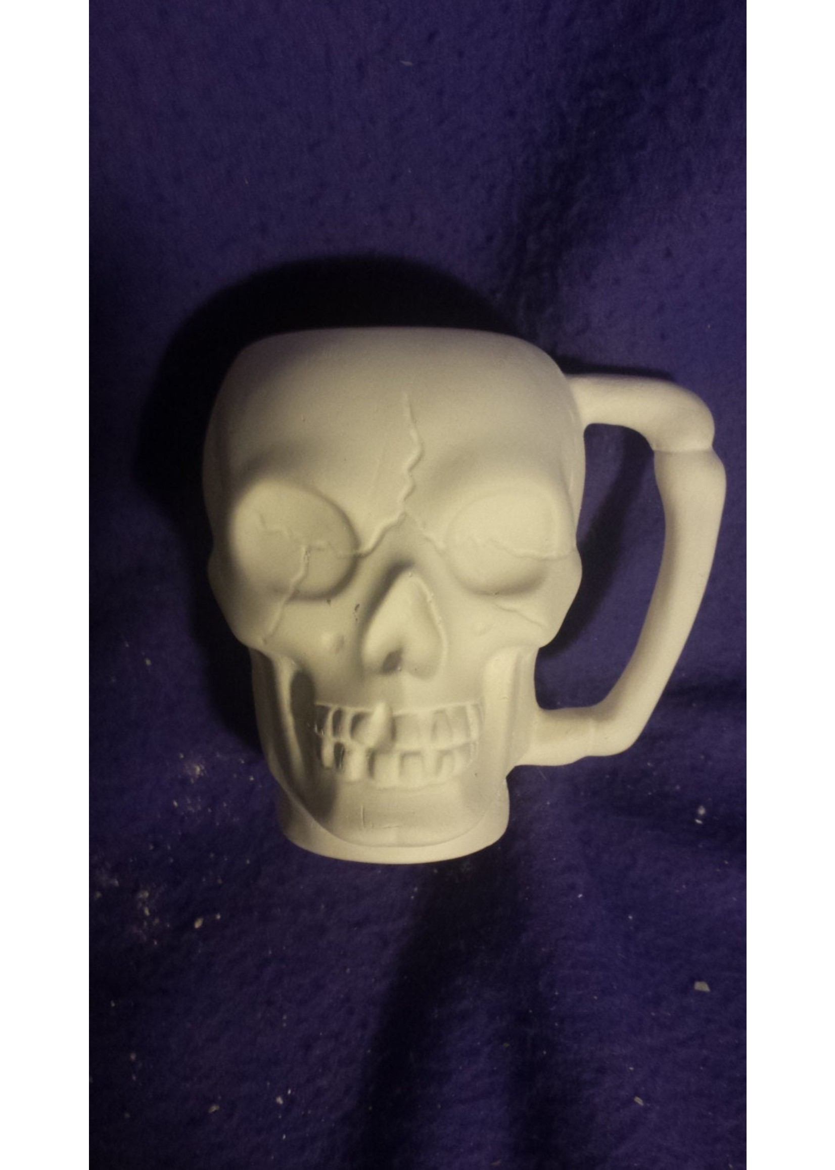 Creative Kreations Ceramics and Gifts Skull Cup 6" Ceramic Bisque, ready to paint, glazed inside