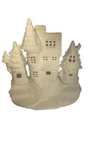 Creative Kreations Ceramics and Gifts Ceramic Fairy House set plus Base ready to paint bisque with Sugarpine Townhouse, Conifer Cottage and Fairy Chateau