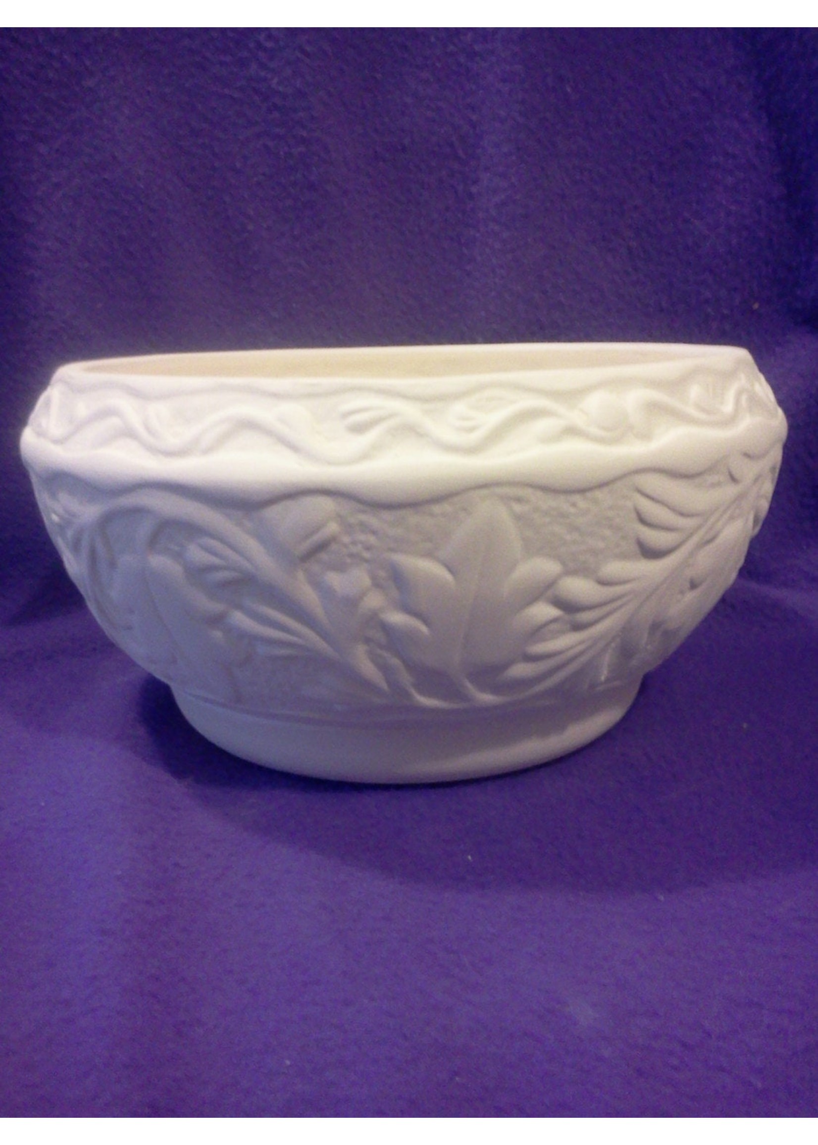Creative Kreations Ceramics and Gifts Large Ceramic Leaf embossed planter 6" tall (with base) x 10" diameter ready to paint