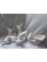 Miniature Softy Sleigh and 4 Reindeer Ceramic Bisque Ready to Paint 
