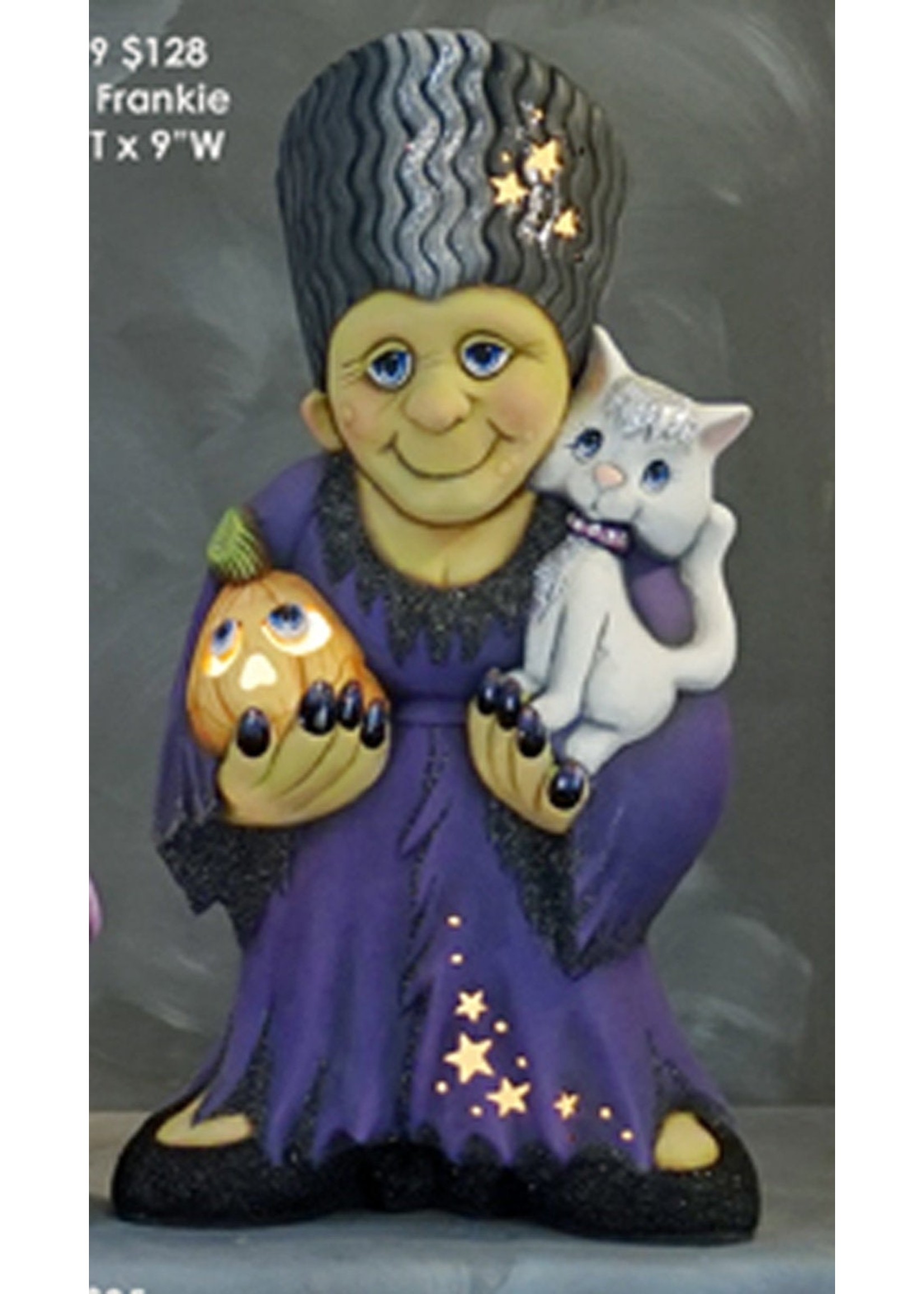 Creative Kreations Ceramics and Gifts Ms Frankie 16" ready to paint ceramic bisque with cut outs and clip light