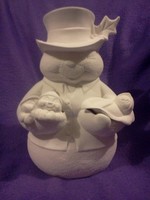 Creative Kreations Ceramics and Gifts Snowman with Pocket Babies 10" Ceramic Bisque, Ready To paint