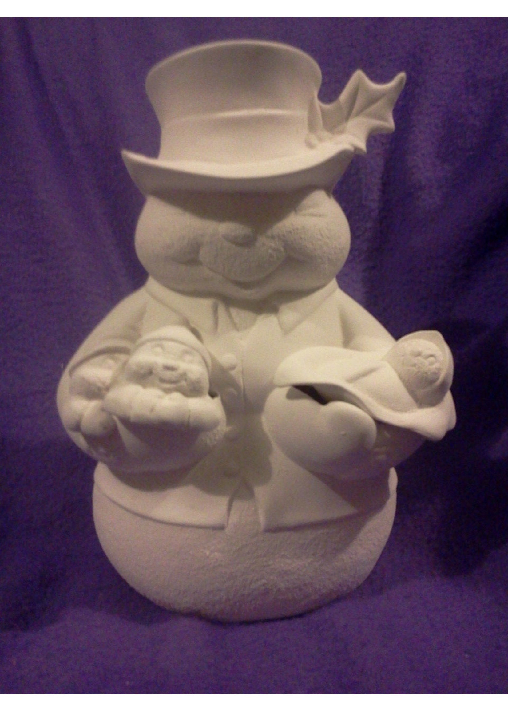Creative Kreations Ceramics and Gifts Snowman with Pocket Babies 10" Ceramic Bisque, Ready To paint