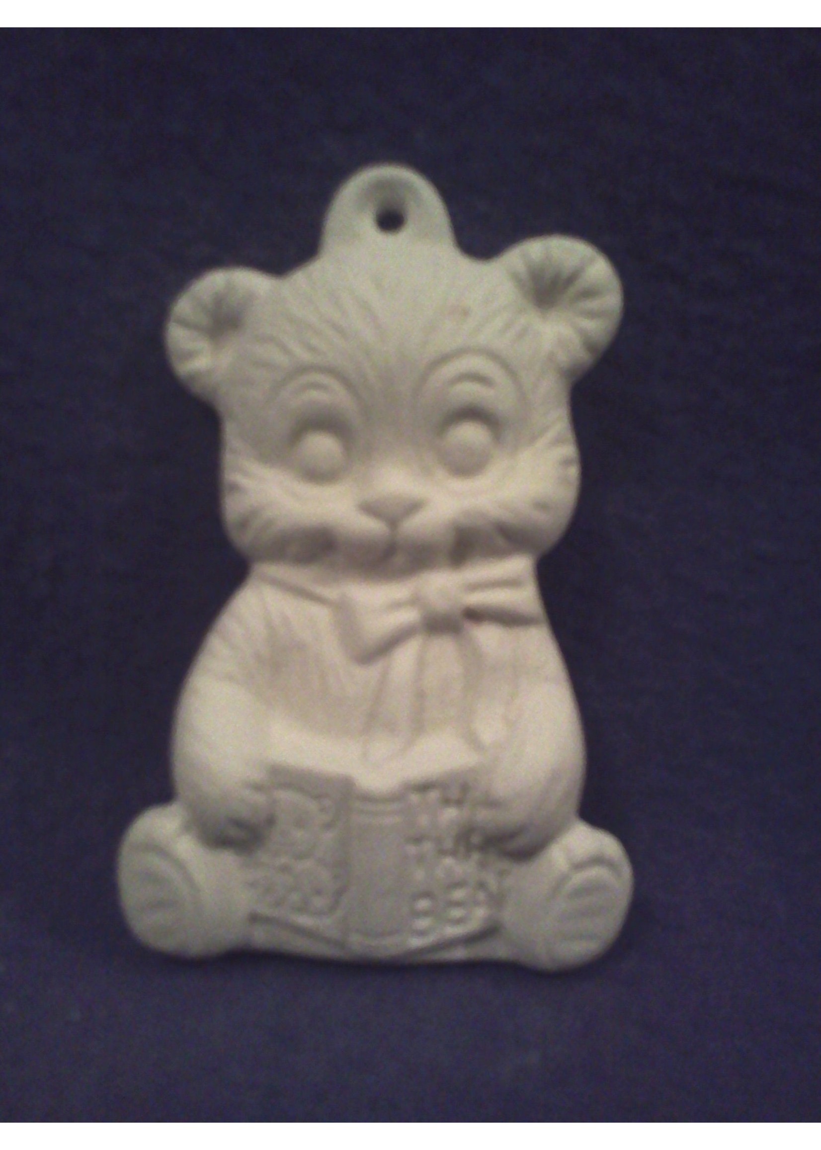 Creative Kreations Ceramics and Gifts Teddy Bear w book Ornament 3" Ceramic Bisque, Ready To Paint