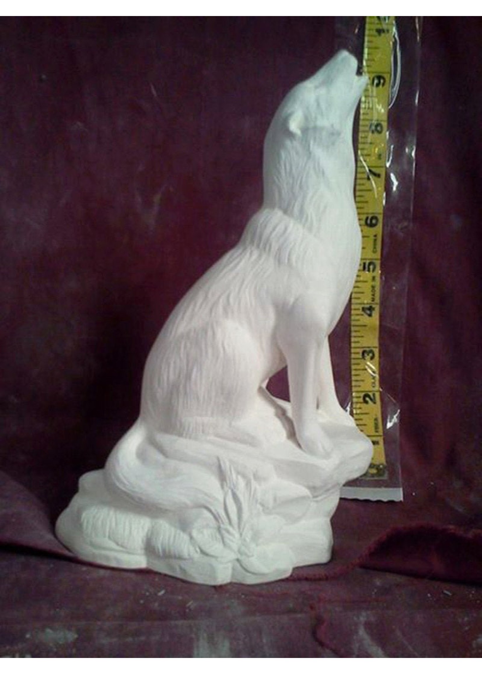 Creative Kreations Ceramics and Gifts Wolf Incense smoker ready to paint 8" ceramic bisque