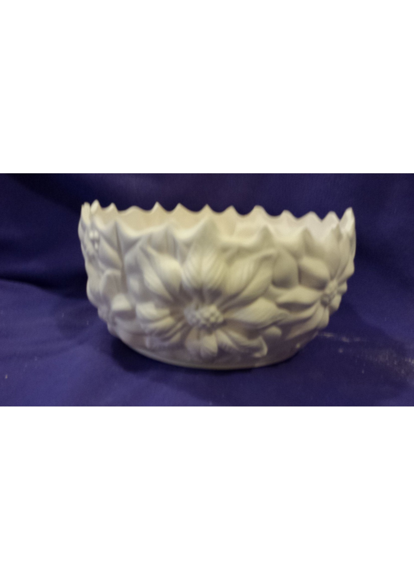 Creative Kreations Ceramics and Gifts Poinsettia Bowl 11" x 5 1/2" ceramic bisque, ready to paint  glazed inside