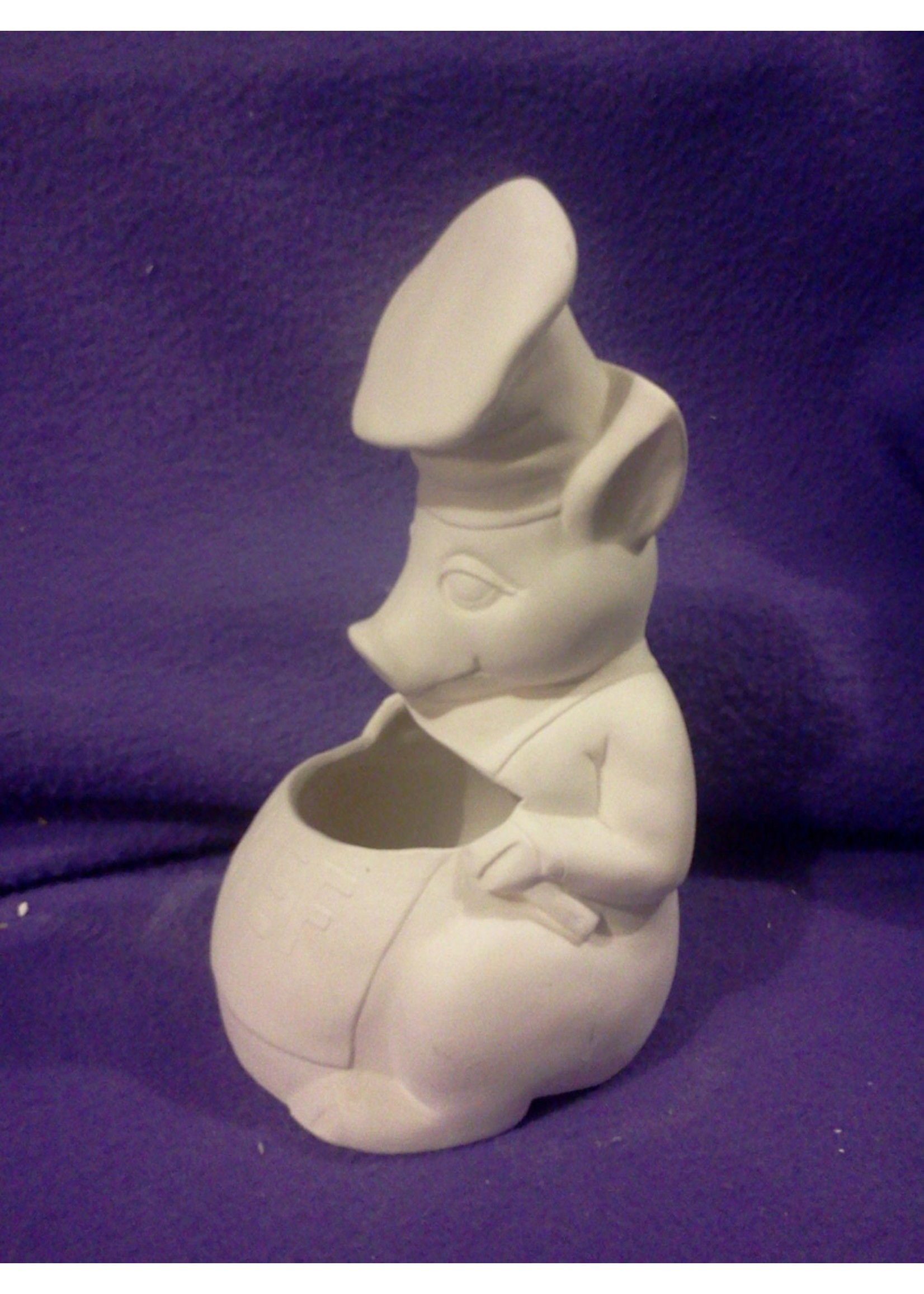 Creative Kreations Ceramics and Gifts Pig Chef Kitchen Utensil holder ready to paint 9" ceramic bisque