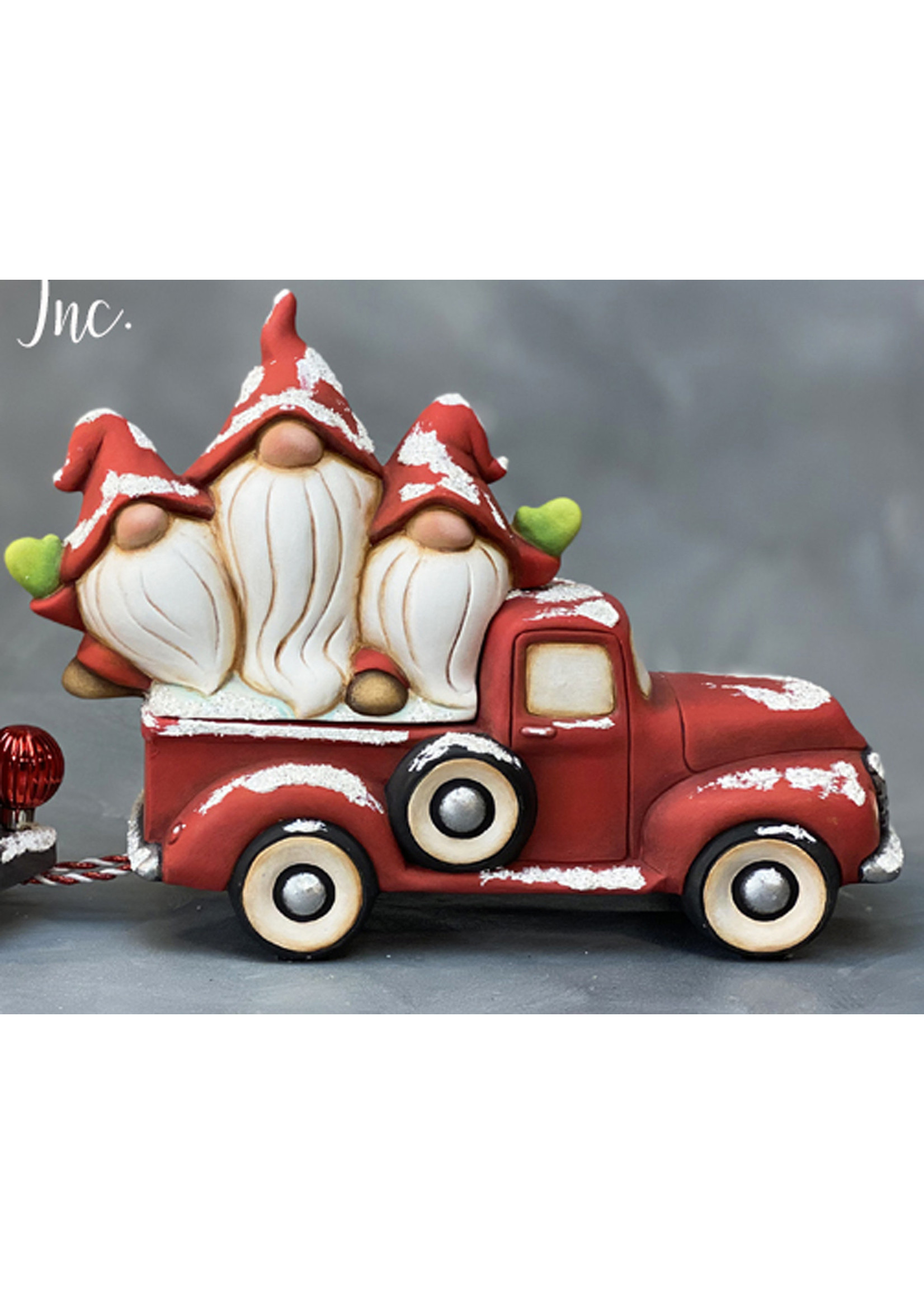 Creative Kreations Ceramics and Gifts Truck with 3 Gnomes insert ceramic bisque ready to paint