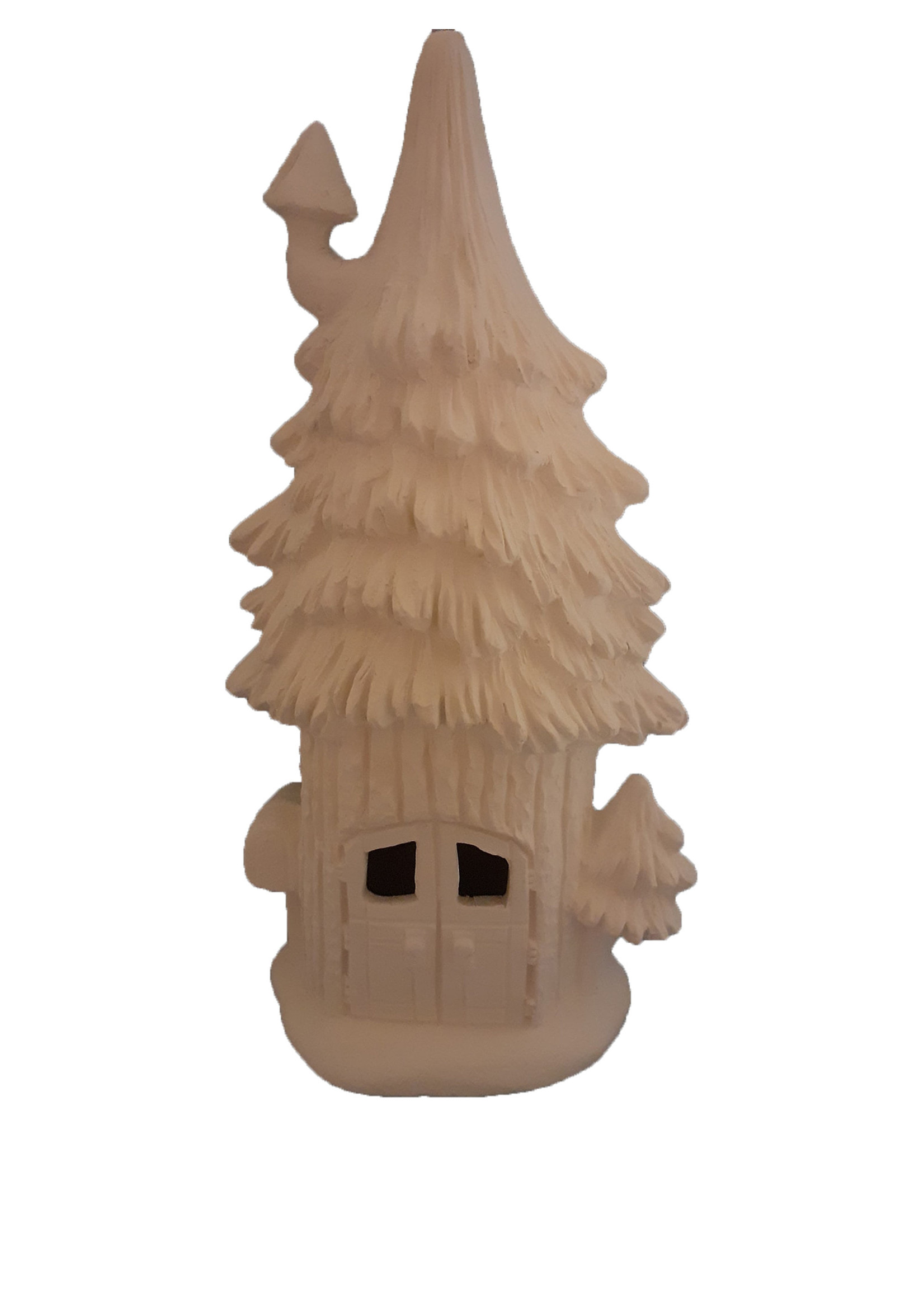 Creative Kreations Ceramics and Gifts Double Door Pine Fairy House 9 1/2" ready to paint ceramic bisque