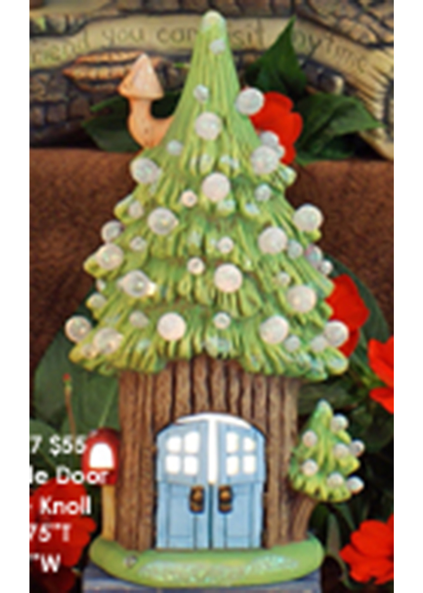 Creative Kreations Ceramics and Gifts Double Door Pine Fairy House 9 1/2" ready to paint ceramic bisque