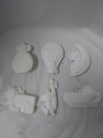 Creative Kreations Ceramics and Gifts Mice Ornaments Asst #5 set of 6 Ceramic Bisque, Ready To Paint