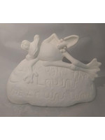 Creative Kreations Ceramics and Gifts Frog "I Fought the Lawn..." Garden Rock 11" x 7" Ceramic Bisque, Ready To Paint