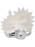 Creative Kreations Ceramics and Gifts Sunflower Palace Fairy House 9" x 9" Ceramic Bisque, Ready to Paint