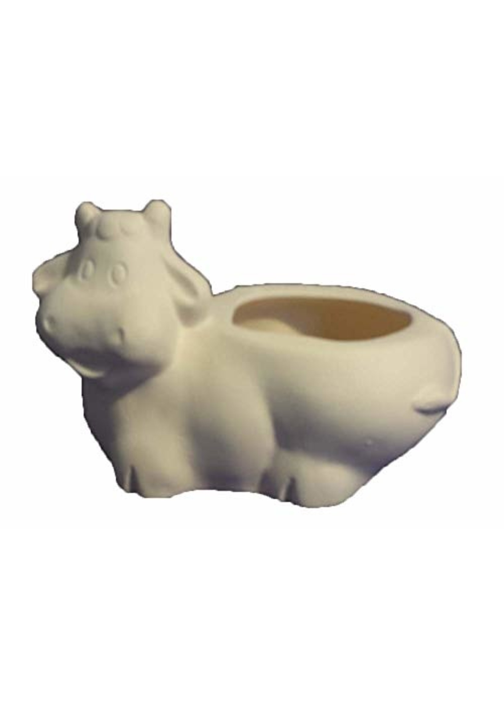 Creative Kreations Ceramics and Gifts Cow Scrubby Pot 6" x 4" Ceramic Bisque, Ready to Paint