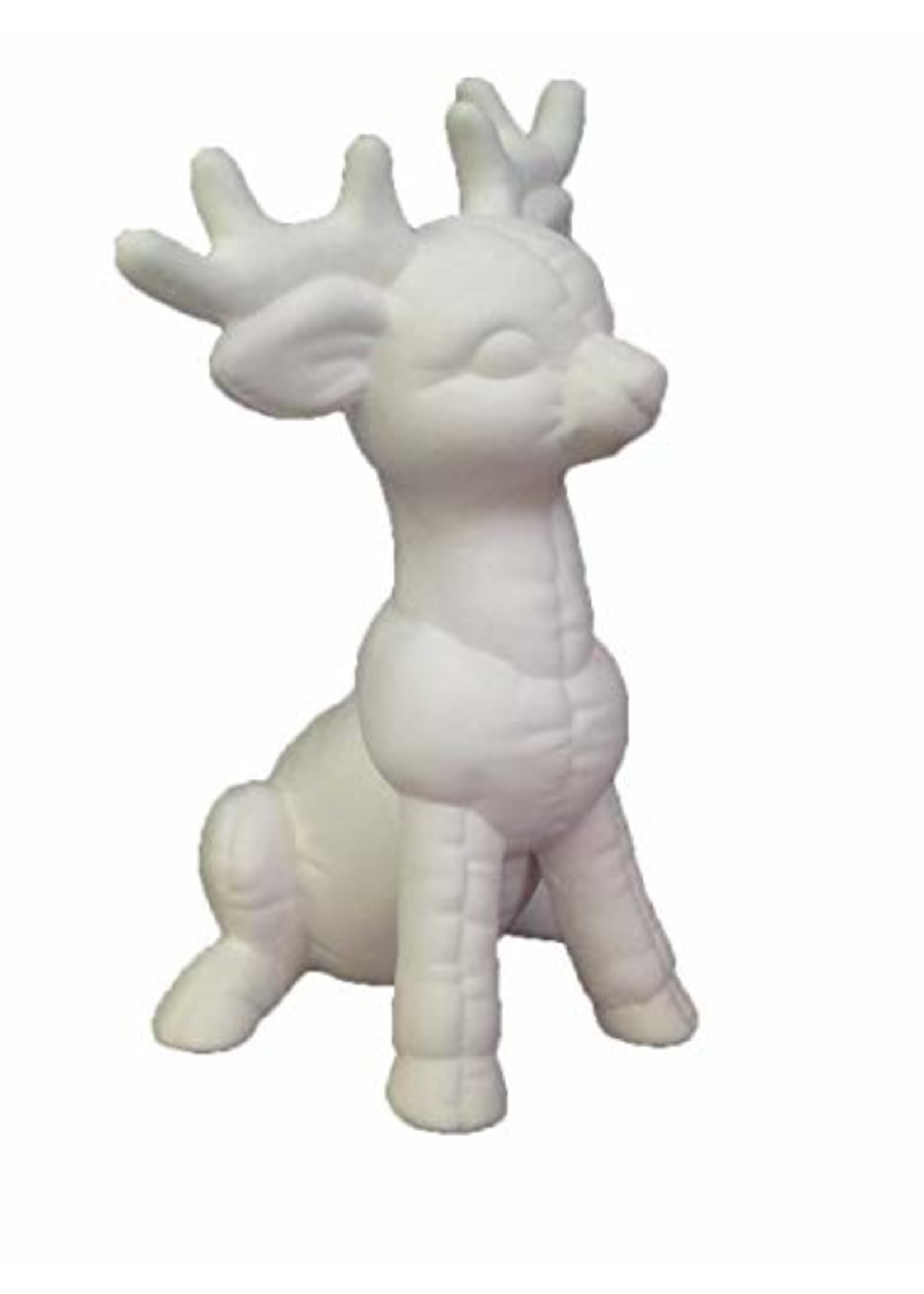 Creative Kreations Ceramics and Gifts Sitting face Forward Softy Reindeer 8" Ceramic Bisque, Ready to Paint