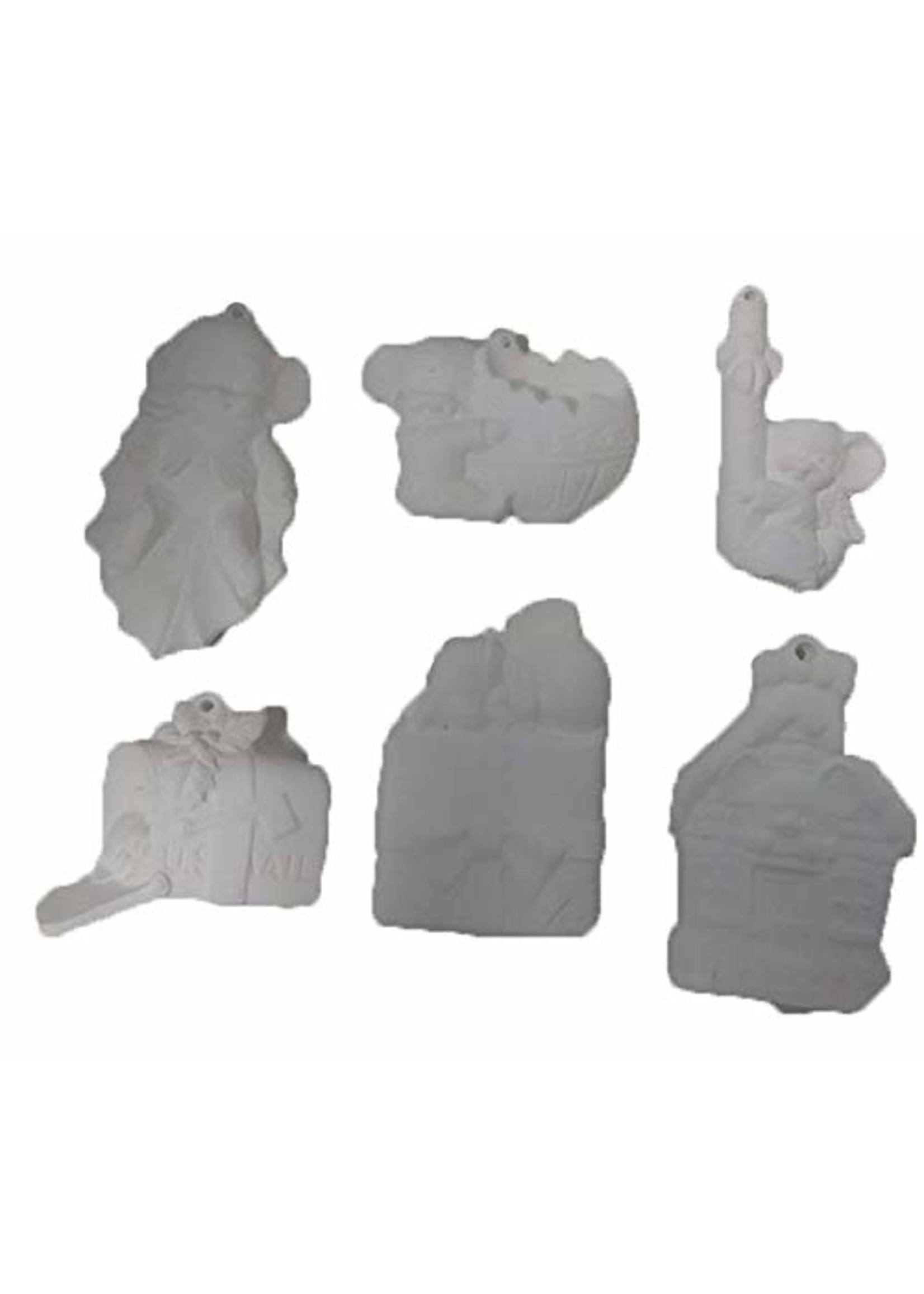 Creative Kreations Ceramics and Gifts Mice Ornaments Asst #1 set of 6 Ceramic Bisque Ready To Paint