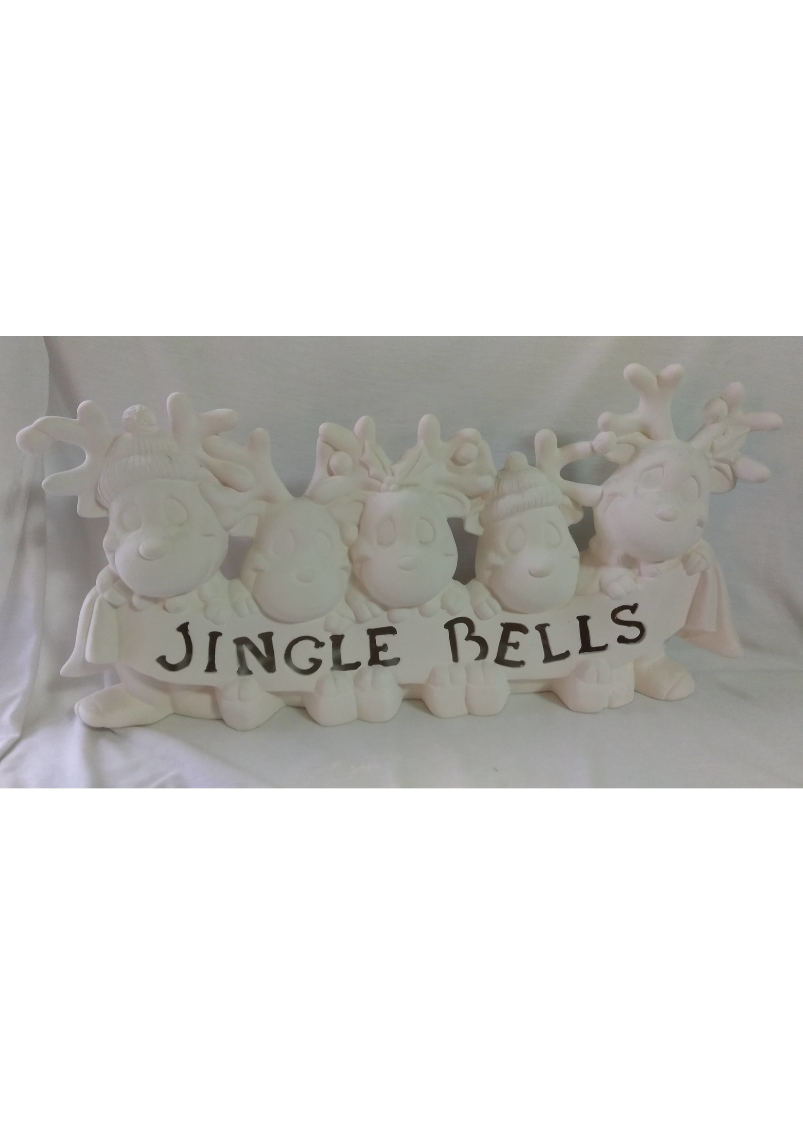 Creative Kreations Ceramics and Gifts Jingle Bells Reindeer 18" L Ceramic Bisque, Ready to Paint w/ Cut out and Clip Light