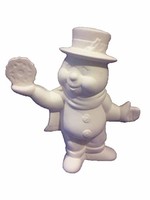 Creative Kreations Ceramics and Gifts Snowman with Snowflake on Hand 7" Ceramic Bisque, Ready to Paint