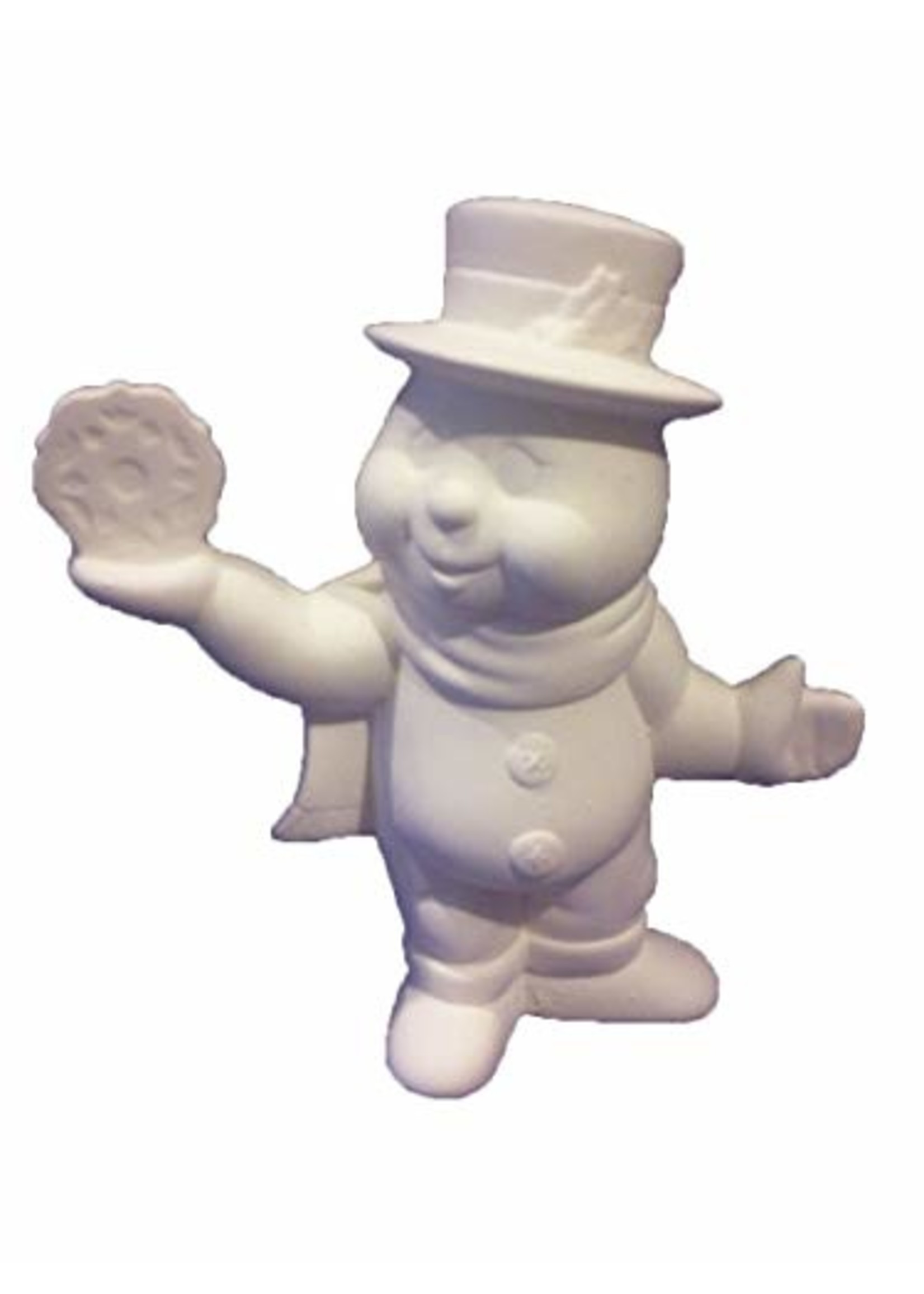 Creative Kreations Ceramics and Gifts Snowman with Snowflake on Hand 7" Ceramic Bisque, Ready to Paint