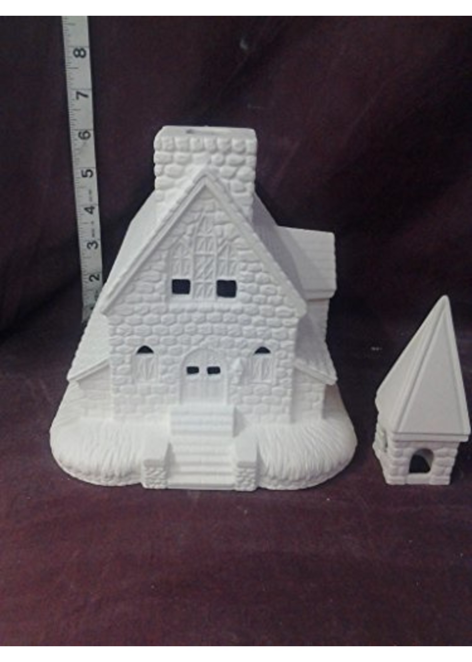 Creative Kreations Ceramics and Gifts Crystal Creek Church Village 12" x 7" x 7" Ceramic Bisque, Ready To Paint